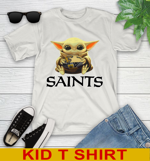 NFL Football New Orleans Saints Baby Yoda Star Wars Shirt Youth T-Shirt 12