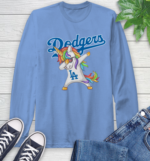 Los Angeles Dodgers MLB Baseball Funny Unicorn Dabbing Sports Long Sleeve T-Shirt 11