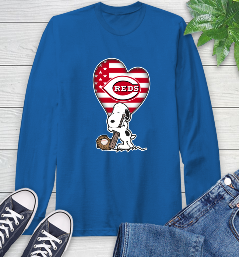Cincinnati Reds MLB Baseball The Peanuts Movie Adorable Snoopy Long Sleeve T-Shirt 9