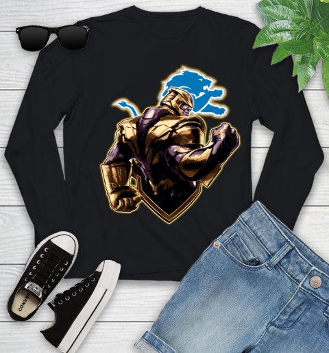 NFL Thanos Avengers Endgame Football Sports Detroit Lions Youth Long Sleeve 2