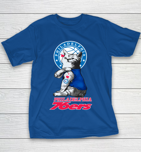 NBA Basketball My Cat Loves Philadelphia 76ers Youth T-Shirt 6