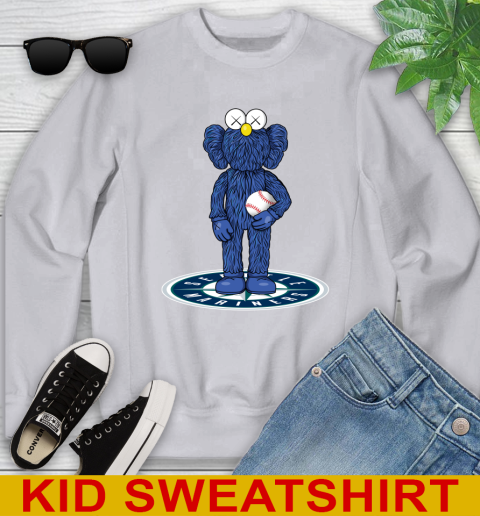 MLB Baseball Seattle Mariners Kaws Bff Blue Figure Shirt Youth Sweatshirt 4