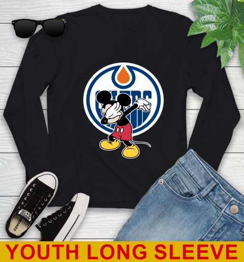 Edmonton Oilers NHL Hockey Dabbing Mickey Disney Sports Youth Long Sleeve 2