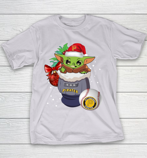 Pittsburgh Pirates Christmas Baby Yoda Star Wars Funny Happy MLB Youth T-Shirt 5