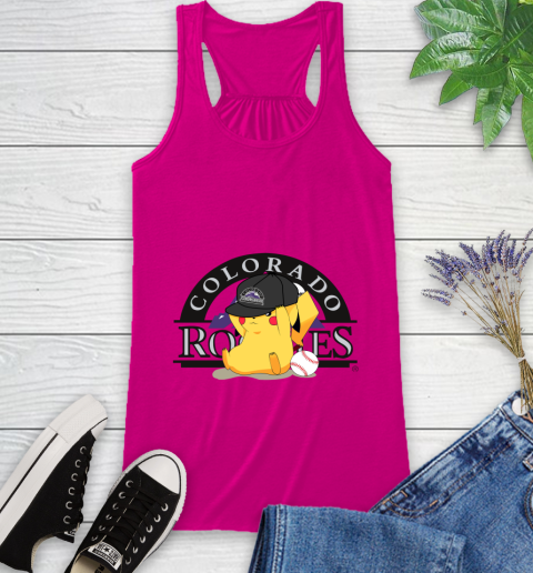 MLB Pikachu Baseball Sports Colorado Rockies Racerback Tank 8