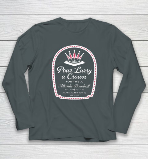 Atlanta Braves Pour Larry A Crown Long Sleeve T-Shirt 3