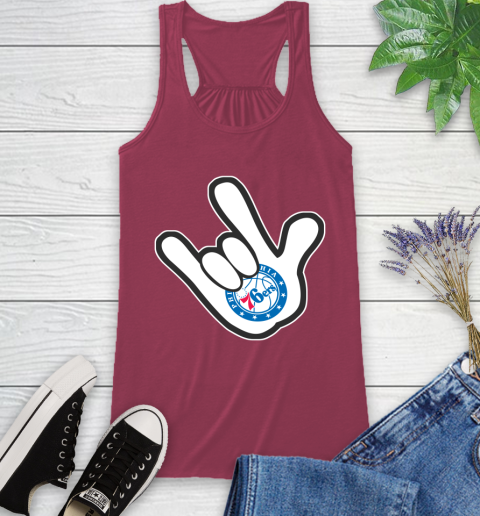 Philadelphia 76ers NBA Basketball Mickey Rock Hand Disney Racerback Tank 8
