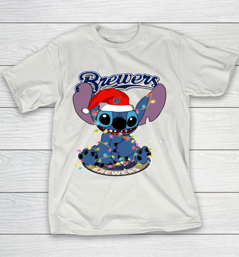 Milwaukee Brewers MLB noel stitch Baseball Christmas Youth T-Shirt 8