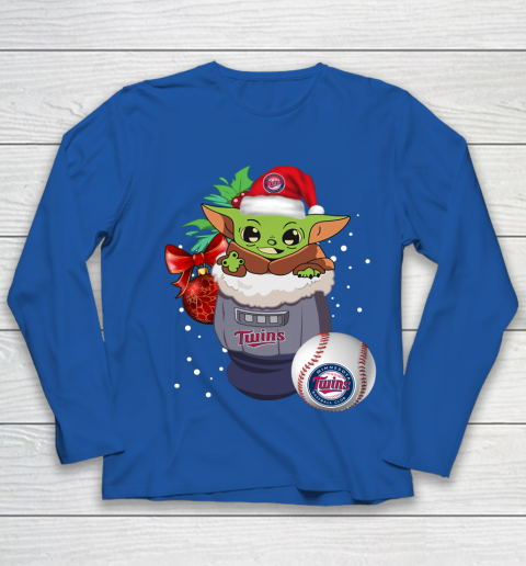 Minnesota Twins Christmas Baby Yoda Star Wars Funny Happy MLB Youth Long Sleeve 9