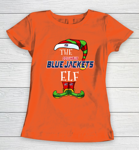 Columbus Blue Jackets Christmas ELF Funny NHL Women's T-Shirt 3