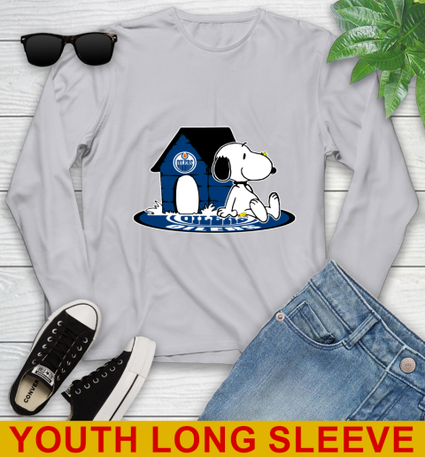 NHL Hockey Edmonton Oilers Snoopy The Peanuts Movie Shirt Youth Long Sleeve 6