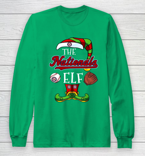 Washington Nationals Christmas ELF Funny MLB Long Sleeve T-Shirt 4