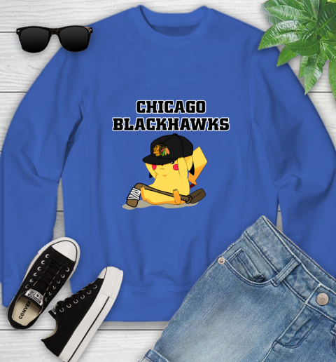 NHL Pikachu Hockey Sports Chicago Blackhawks Youth Sweatshirt 8