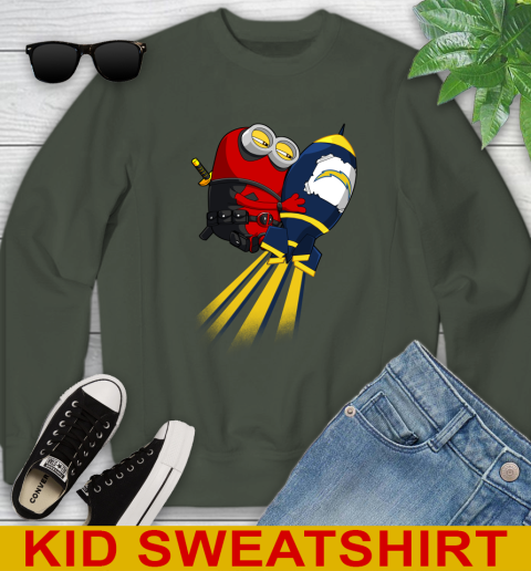 NFL Football Los Angeles Chargers Deadpool Minion Marvel Shirt Youth Sweatshirt 8