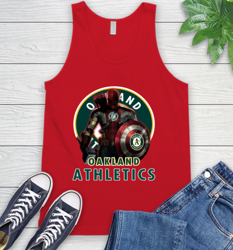 MLB Captain America Thor Spider Man Hawkeye Avengers Endgame Baseball Oakland Athletics Tank Top 6