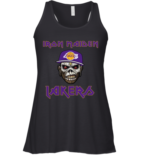 lt3p nba los angeles lakers iron maiden rock band music basketball flowy tank 32 front black