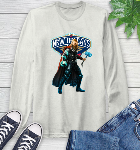 NBA Thor Avengers Endgame Basketball New Orleans Pelicans Long Sleeve T-Shirt 12