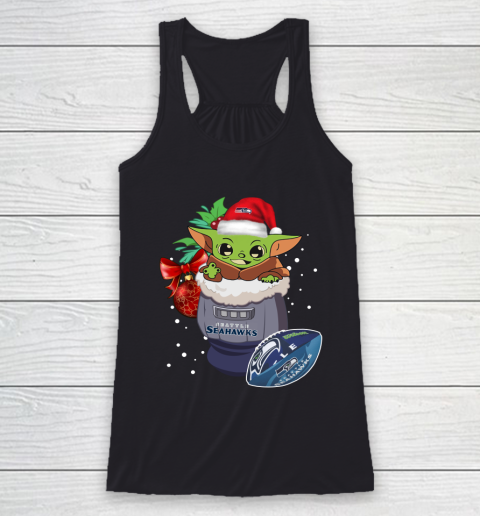 Seattle Seahawks Christmas Baby Yoda Star Wars Funny Happy NFL Racerback Tank