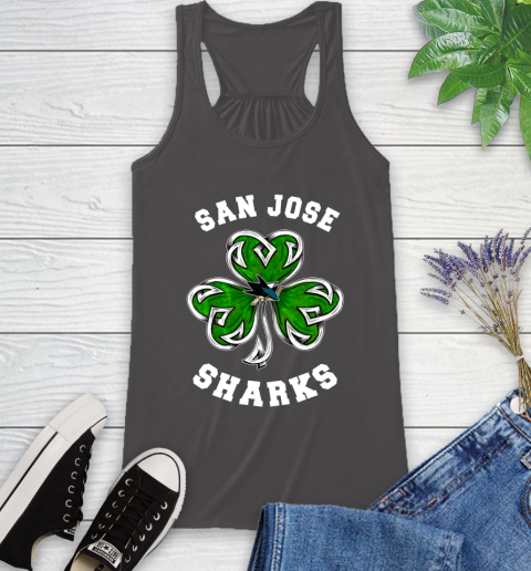 NHL San Jose Sharks Three Leaf Clover St Patrick's Day Hockey Sports Racerback Tank - Image 12