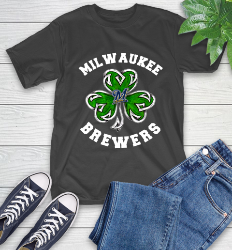 MLB Milwaukee Brewers Three Leaf Clover St Patrick's Day Baseball Sports T-Shirt