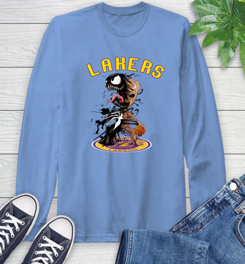 NBA Los Angeles Lakers Basketball Venom Groot Guardians Of The Galaxy Long Sleeve T-Shirt 11