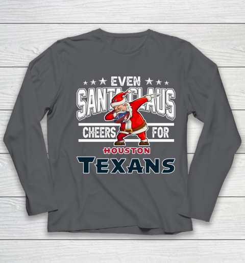Houston Texans Even Santa Claus Cheers For Christmas NFL Youth Long Sleeve 6