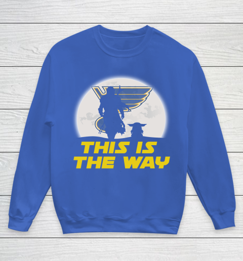 St.Louis Blues NHL Ice Hockey Star Wars Yoda And Mandalorian This Is The Way Youth Sweatshirt 6