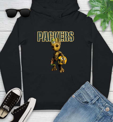 Green Bay Packers NFL Football Groot Marvel Guardians Of The Galaxy Youth Hoodie 2