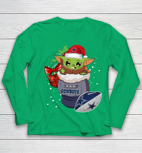 Dallas Cowboys Christmas Baby Yoda Star Wars Funny Happy NFL Youth Long Sleeve 6