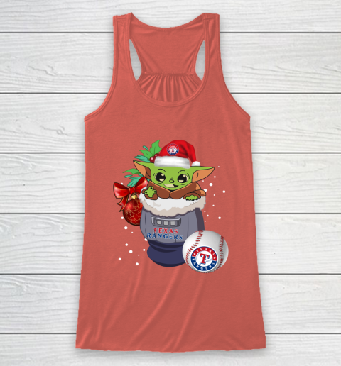 Texas Rangers Christmas Baby Yoda Star Wars Funny Happy MLB Racerback Tank 4