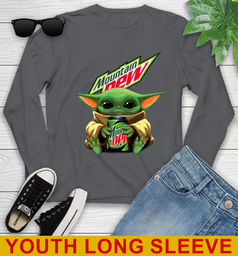 Star Wars Baby Yoda Hugs Mountain Dew Soft Drink Shirt 130