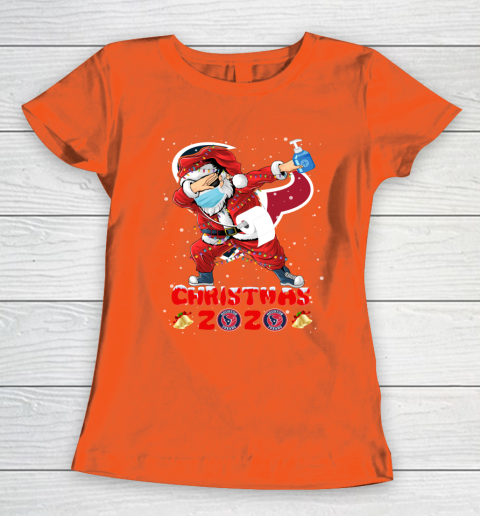 Houston Texans Funny Santa Claus Dabbing Christmas 2020 NFL Women's T-Shirt 3