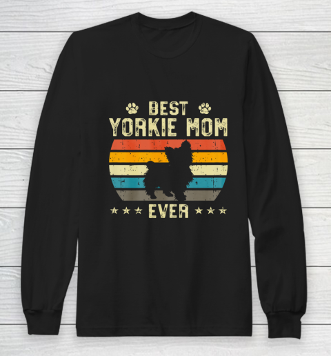 Dog Mom Shirt Best Yorkie Mom Ever Funny Puppy Yorkie Dog Vintage Gifts Long Sleeve T-Shirt