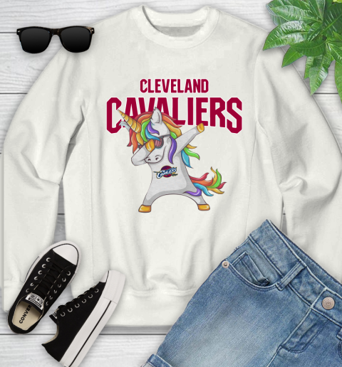Cleveland Cavaliers NBA Basketball Funny Unicorn Dabbing Sports Youth Sweatshirt