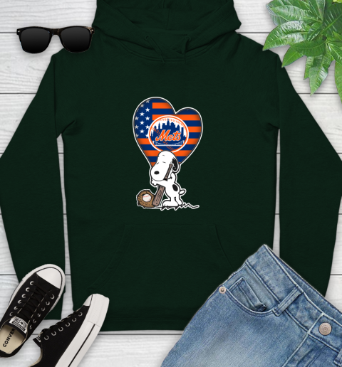 New York Mets MLB Baseball The Peanuts Movie Adorable Snoopy Youth Hoodie 13