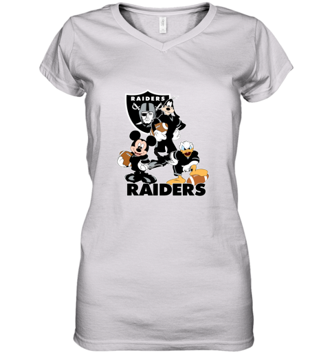 Mickey Donald Goofy The Three Oakland Raiders Football Shirts Women's V-Neck T-Shirt