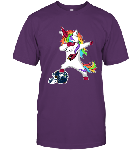 m6mn football dabbing unicorn steps on helmet arizona cardinals jersey t shirt 60 front team purple