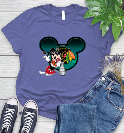 NHL Chicago Blackhawks Stanley Cup Mickey Mouse Disney Hockey T Shirt Women's T-Shirt 11
