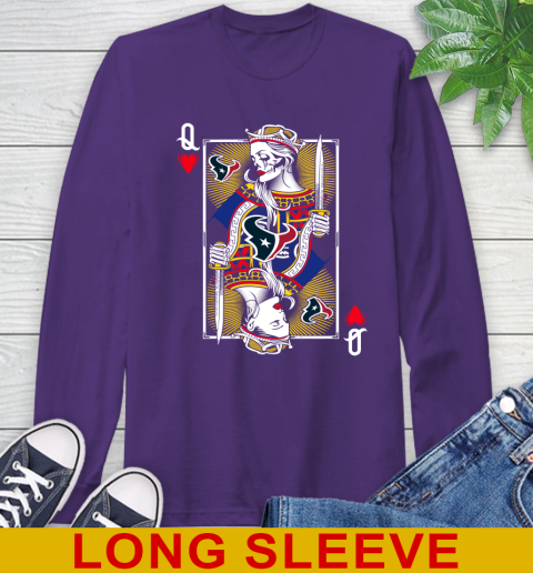 NFL Football Houston Texans The Queen Of Hearts Card Shirt Long Sleeve T-Shirt 5