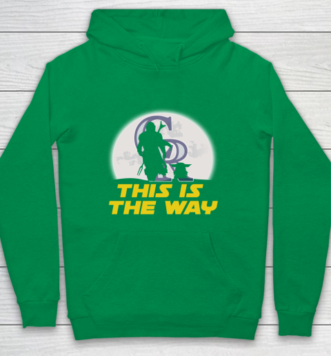 Colorado Rockies MLB Baseball Star Wars Yoda And Mandalorian This Is The Way Youth Hoodie 4