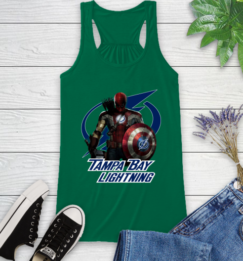 NHL Captain America Thor Spider Man Hawkeye Avengers Endgame Hockey Tampa Bay Lightning Racerback Tank 7