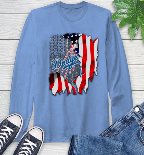 Los Angeles Dodgers MLB Baseball American Flag Long Sleeve T-Shirt 12