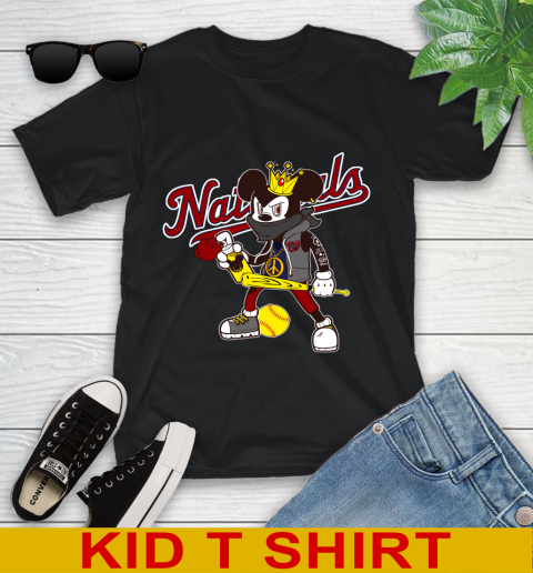 Washington Nationals MLB Baseball Mickey Peace Sign Sports Youth T-Shirt 2
