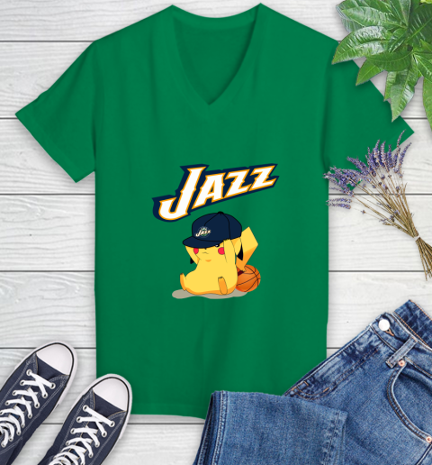 NBA Pikachu Basketball Sports Utah Jazz Women's V-Neck T-Shirt 5