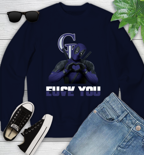 MLB Colorado Rockies Deadpool Love You Fuck You Baseball Sports Youth Sweatshirt 2
