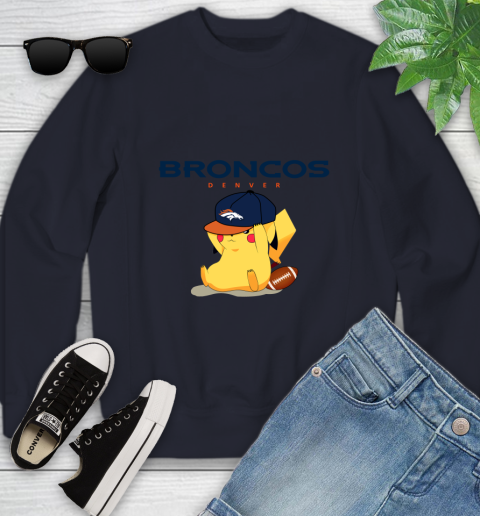 NFL Pikachu Football Sports Denver Broncos Youth Sweatshirt 3