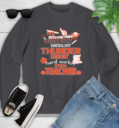 Oklahoma City Thunder NBA I'm A Difference Making Student Caring Basketball Loving Kinda Teacher Youth Sweatshirt 5