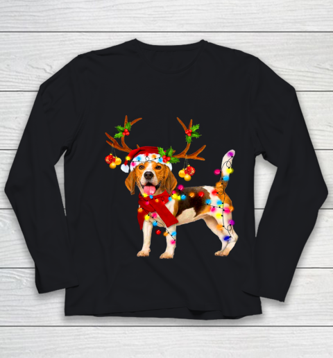 Santa beagle dog gorgeous reindeer Light Christmas Youth Long Sleeve