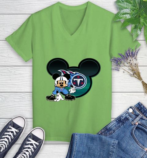 NFL Tennessee Titans Mickey Mouse Disney Football T Shirt Women's V-Neck T-Shirt 11
