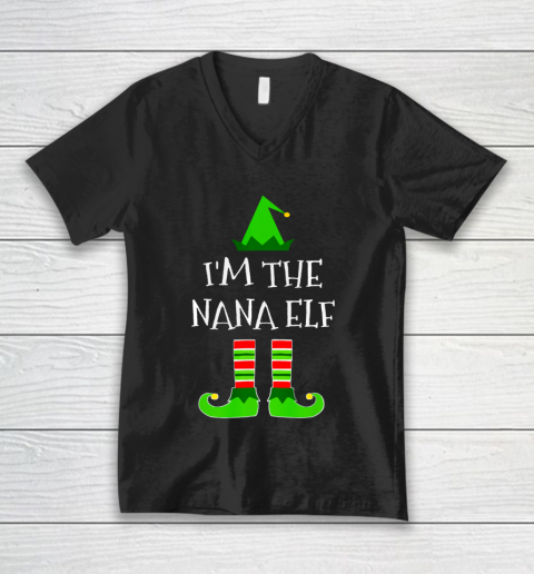 I m The Nana Elf Matching Family Christmas Funny Pajama V-Neck T-Shirt